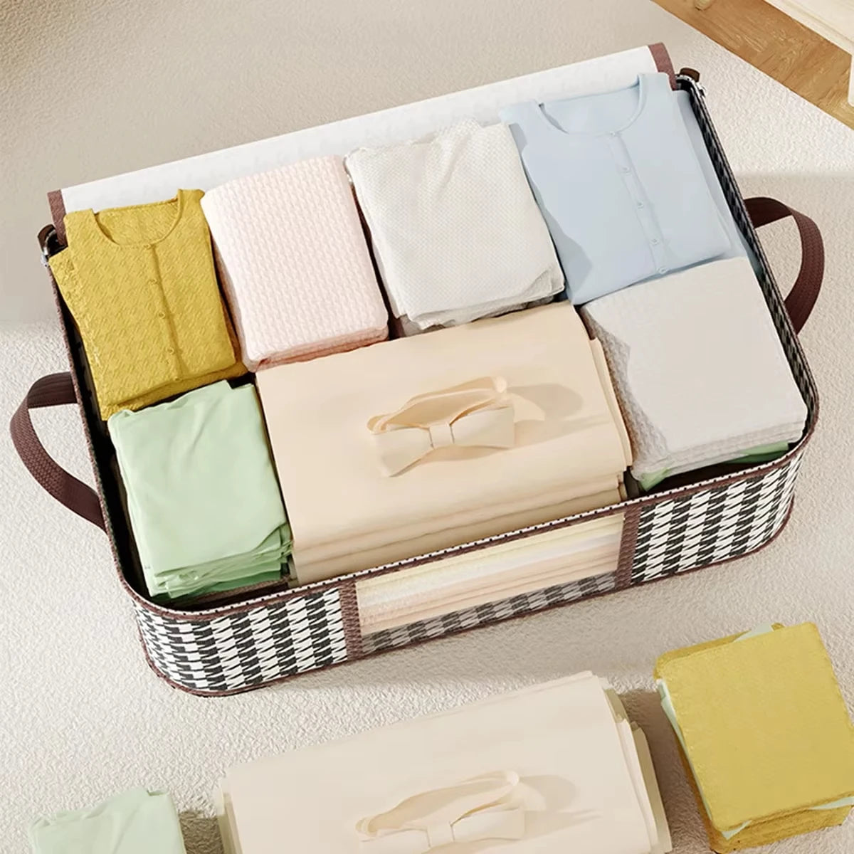 Visible Large Capacity Storage Box Portable Household Clothes Organizer With Handles Foldable Dustproof Quilt Zipper Container Qme