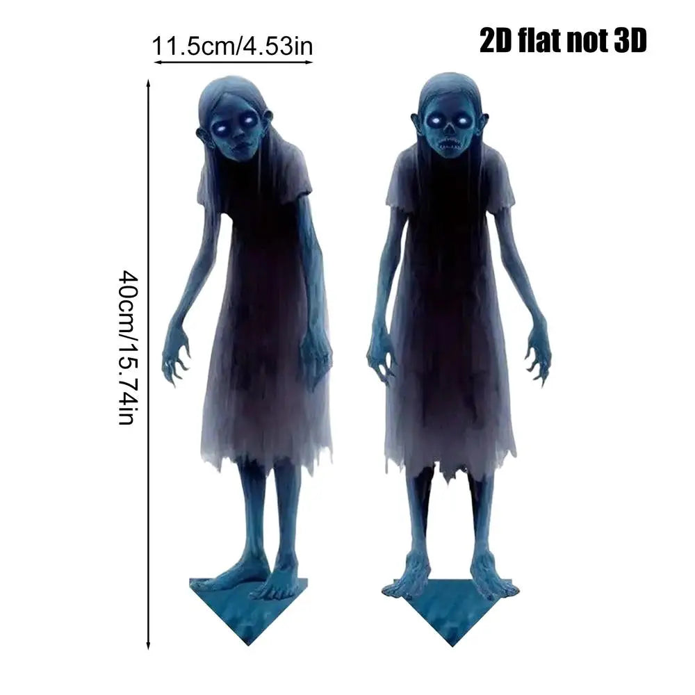 Haunted Twin Ghost Yard Signs Spooky Twins Outdoor Stakes Decorations Qme A China Mainland