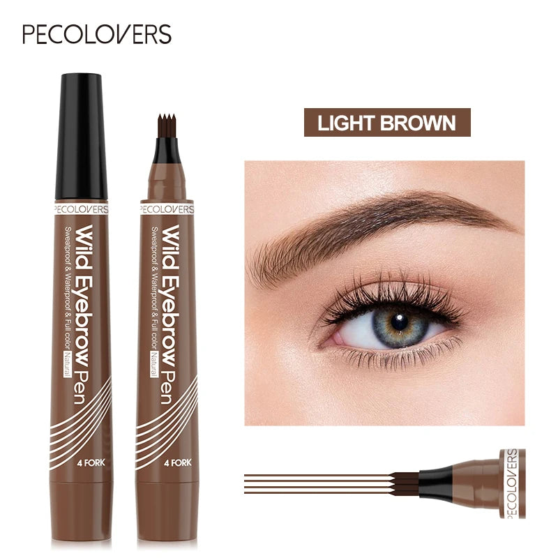 4 Fork Waterproof Eyebrow Pencil Women 3D Long Lasting Natural Liquid Qme 01