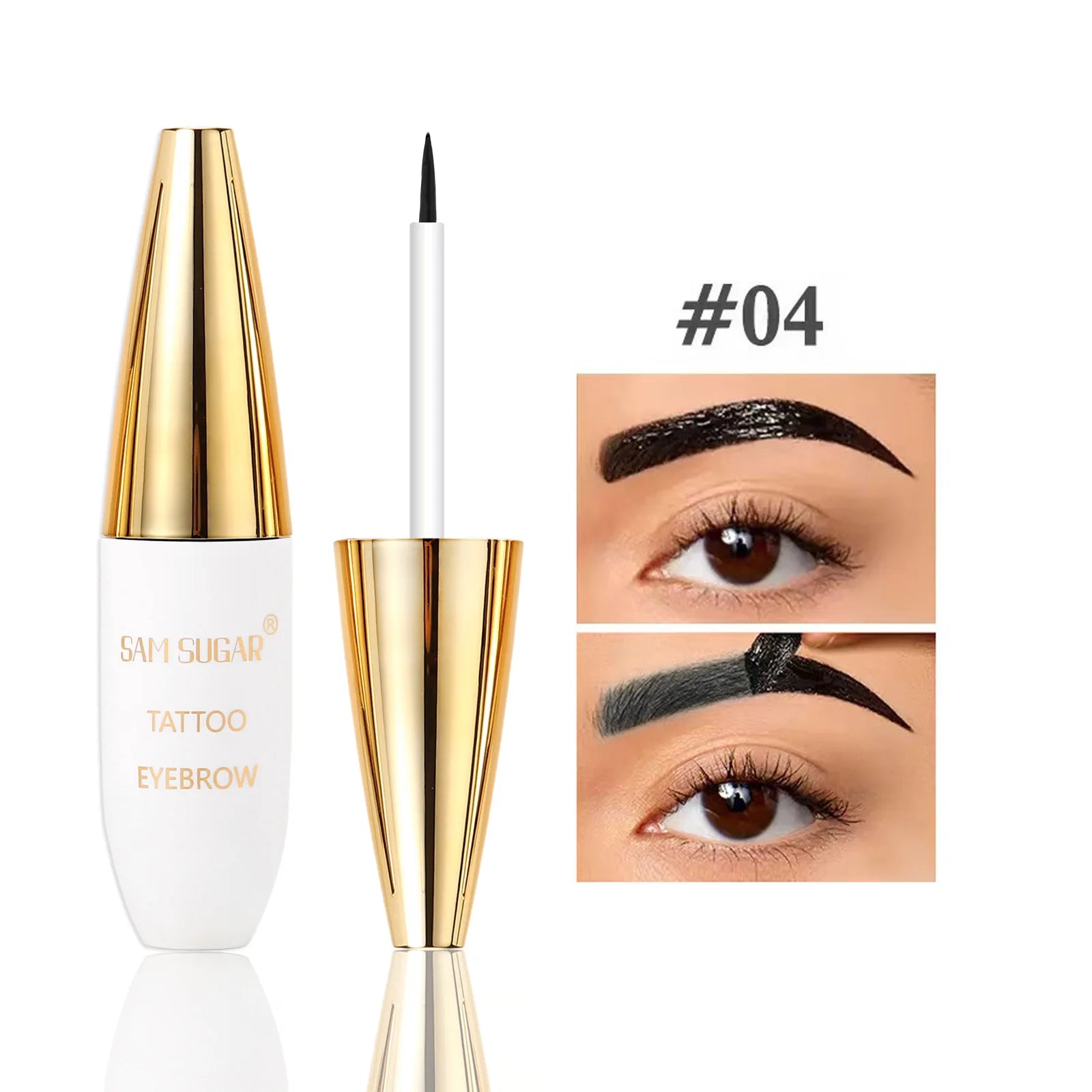 4 Colors Peel Off Eyebrow Tint Gel Waterproof Eyebrow Tattoo Cream Natural Wild Brows Smudge Proof Makeup with Fine Tip Brush Qme 04