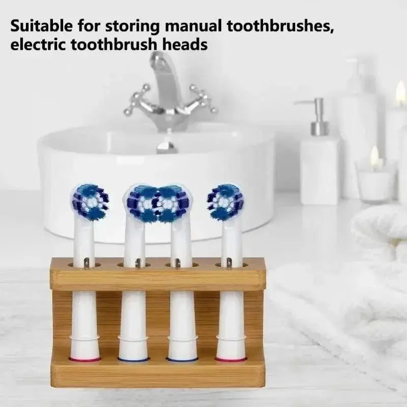 Mini Multi-slots Bamboo Stand Toothbrush Head Space Saving Bathroom Qme
