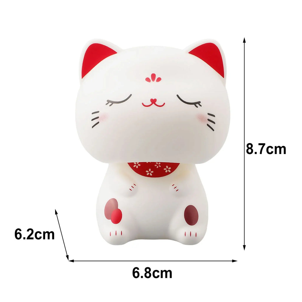 1pcs Solar Powered Automatic Nodding Cute Cat Outline Design And Smiling Eyes Cat For Home Office Car Decordesktop Ornament Qme