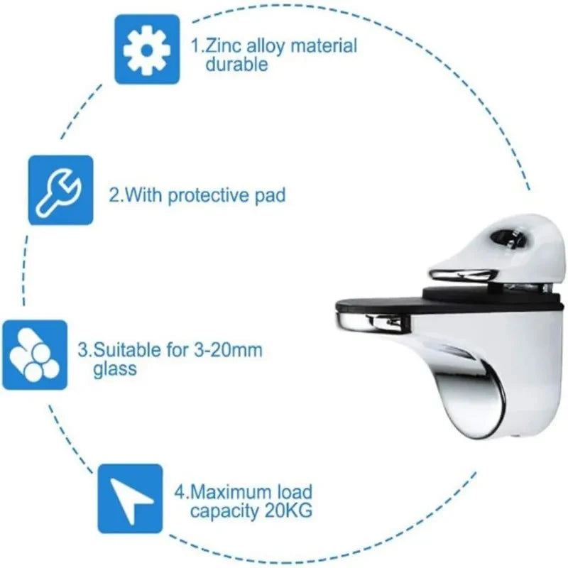Wall Mount Floating Clip Anti-slip Support Shelves Partition Clamp Qme