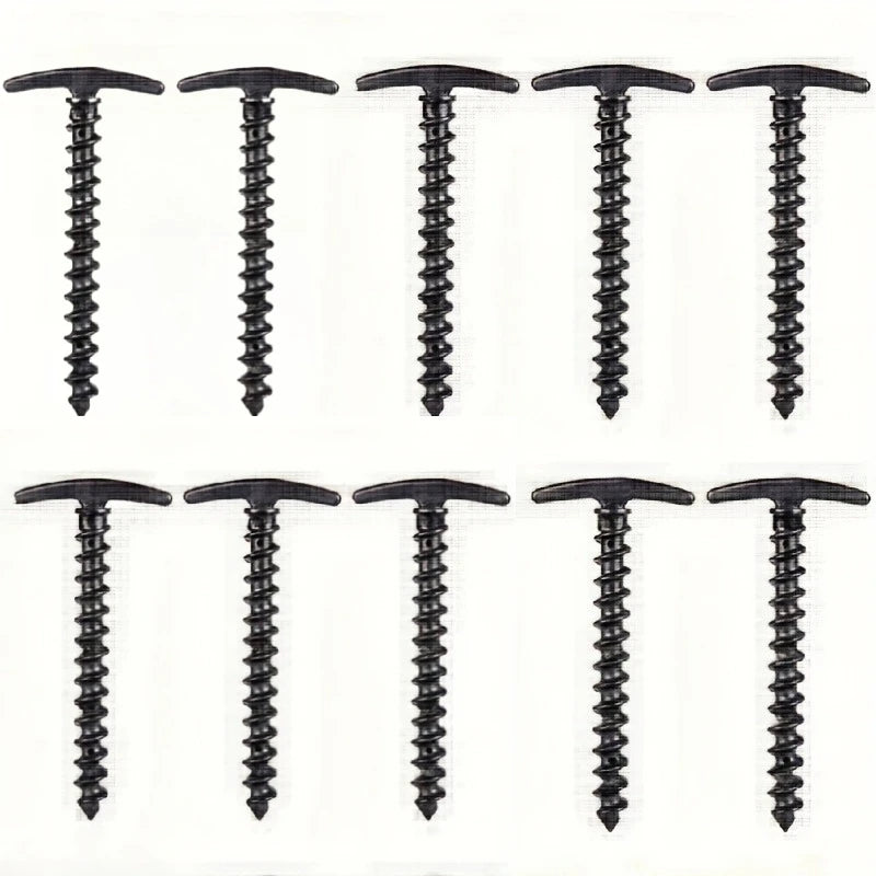 Durable Screw Stakes with Ergonomic Handles, Canopies, Outdoor Shelters, Outdoor Anchoring Spiral Screws Qme Black