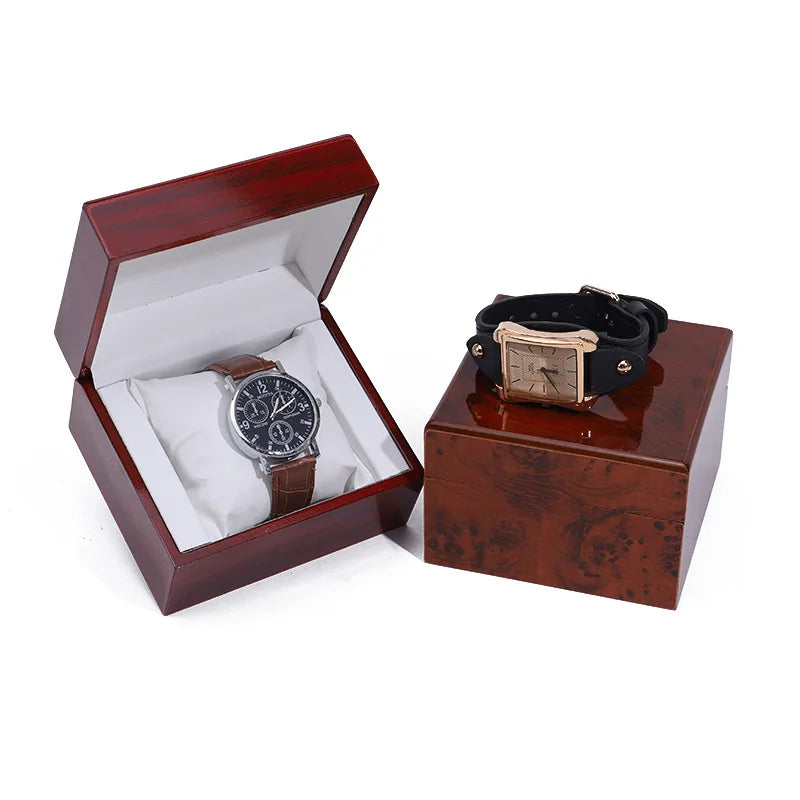 High End Wooden Box Packaging Gift Wooden Box Flip-top Watch Box Jewelry & Watch Packaging Box Solid Wood Watch Storage Box Qme