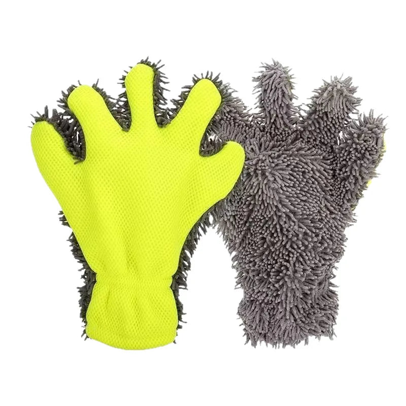 Car Wash Gloves Plush Waterproof Towel Special Rag Chenier Cleaning Qme GRAY