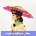 Head Wearing Type Umbrella Hat Anti-UV Windproof Rain Gear Foldable Fishing Sunshade Umbrella Hat Camping Beach Head Cap Qme s-colorful bar color