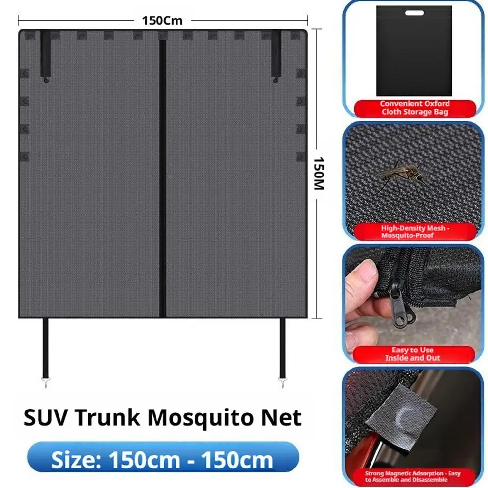 Auto Tailgate Mesh Screen Car Trunk Mosquito Net Standard Magnetic Qme B