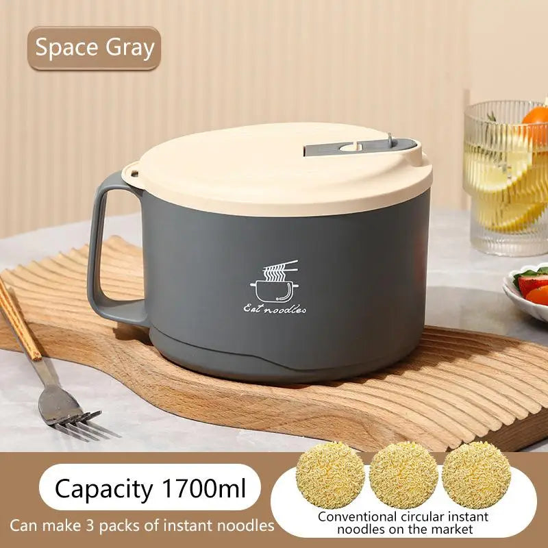 Stainless Steel Large Capacity Noodle Bowl Lid Durable Kitchen Dining Qme Gray