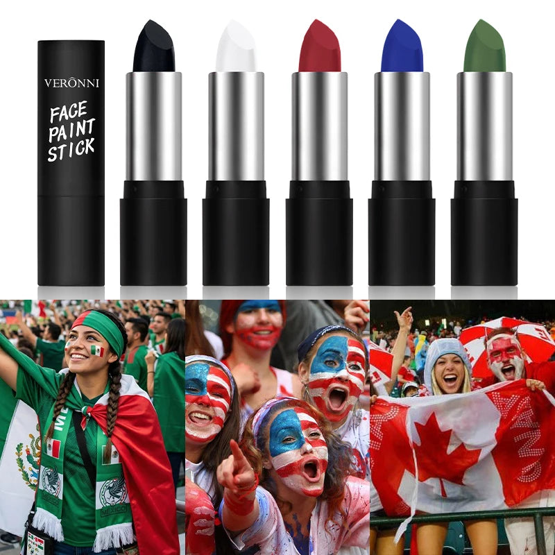 5 Colors Face Paint Stick Stencils Non-toxic Body Painting Sports Qme
