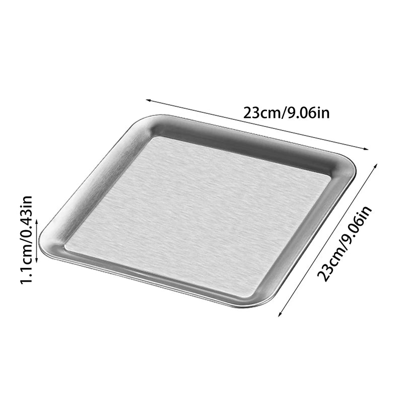 Cafe Restaurant Bathroom Tray Luxury Square Stainless Steel Serving Qme L Silver