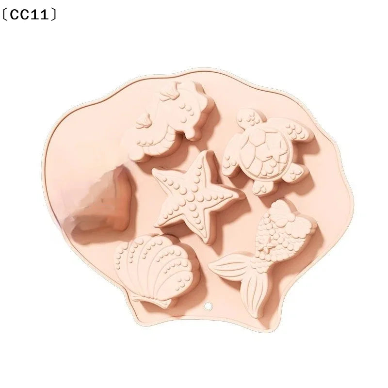 Ocean Fondant Silicone Mold Shells Mermaid Tail Seahorse Starfish Qme