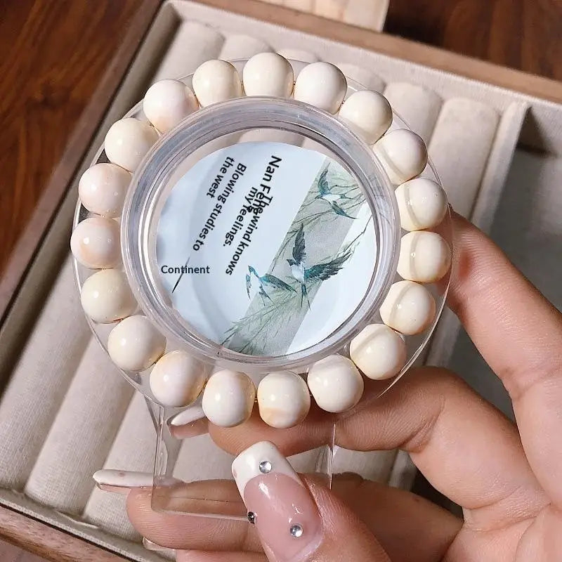 Korean Ins Sweet Ink Wash Ceramics Beaded Bracelet For Women Girls Party Jewelry Gift Elastic Beaded Chain Accessories Qme A6