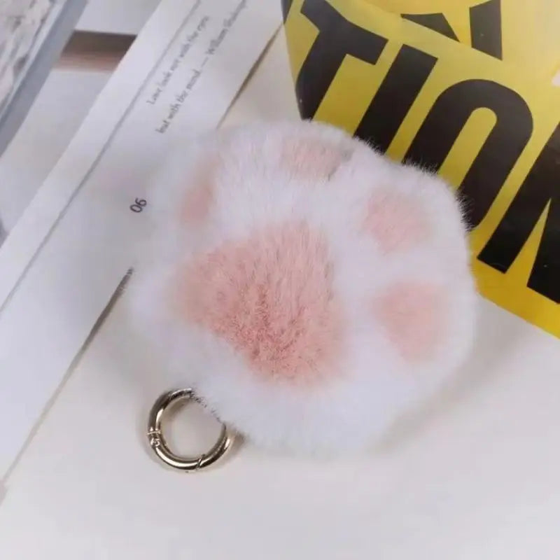 Cat Paw Pendant Keychain Fluffy Kawaii Faux Fur Keychain Cute Stuffed Toy Plush Toy Key Ring Backpack Car Key Pendant Qme light pink 5CM