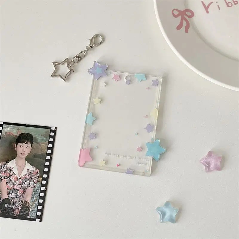Cute Colorful Star Photocard Holder Card Idol Photo Storage Display Qme A6