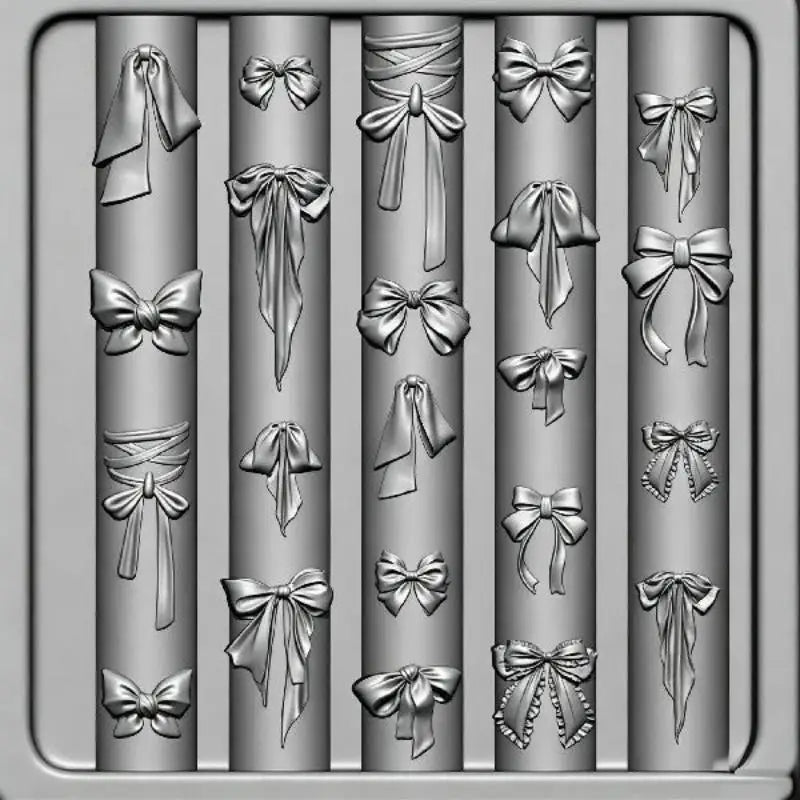 Silicone 3D Bow Lace Chain Nail Mold Durable DIY Resin Charm Making Qme A1
