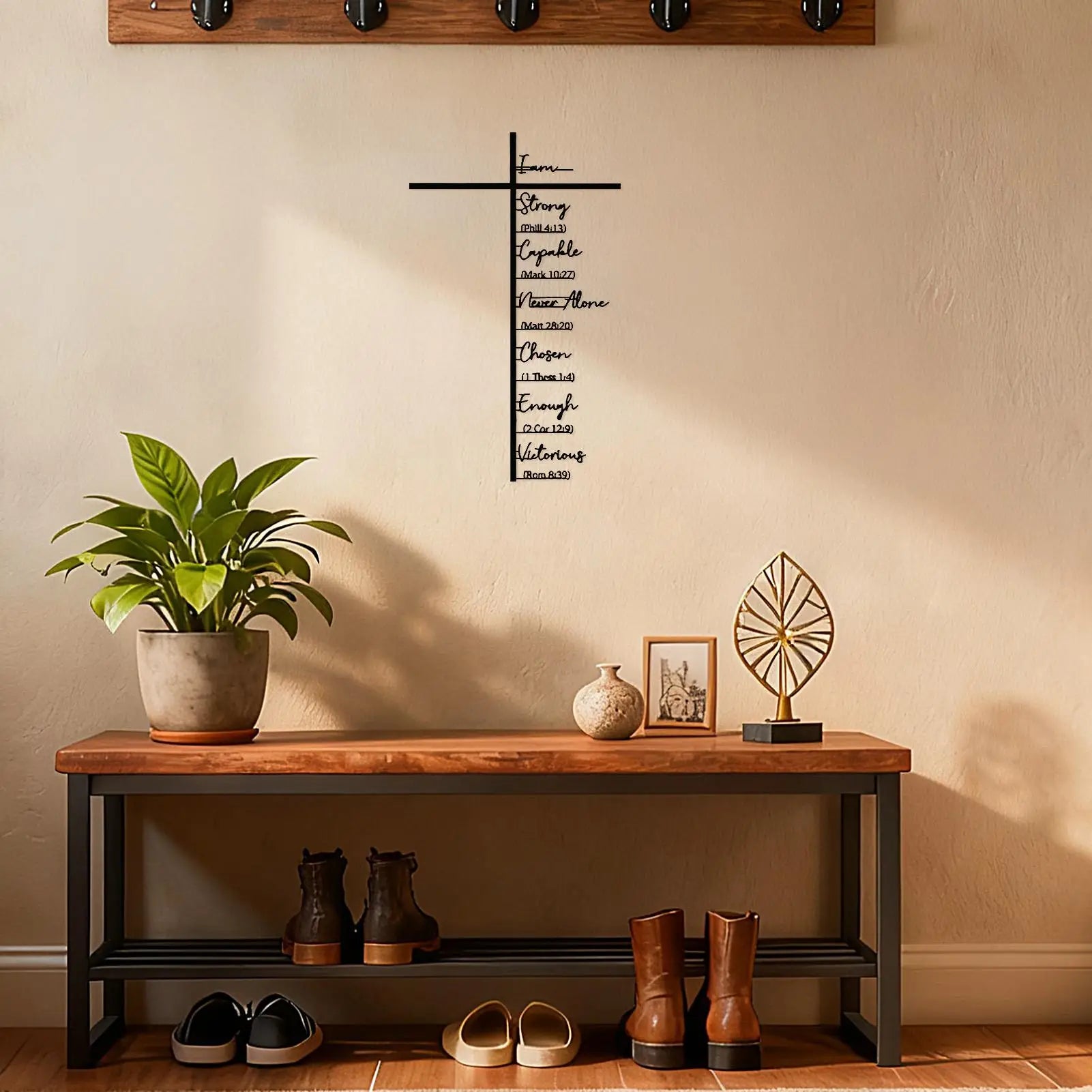 Cross Wall Art Christian Hangable Sturdy Indoor Faith-based Qme