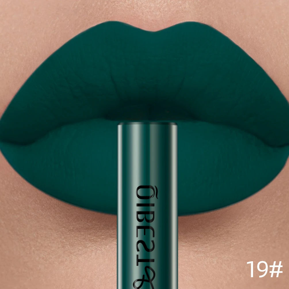 QIBEST Matte Liquid Lipstick Waterproof Long Lasting Velvet Lip Gloss Tint Tube Matte Nude Pigment Red Lipgloss Lips Makeup Qme 19