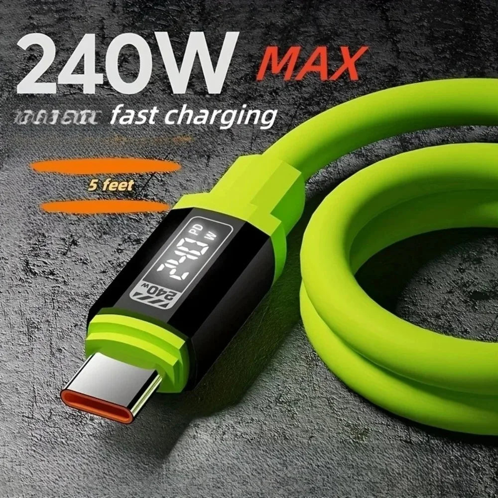 240W 0.3m/1m/1.5m/2m Quike Charging USB Type-C To Type-C Data Cable USB A to Type-C For iPhone Huawei Xiaomi Samsung Charge Cord Qme