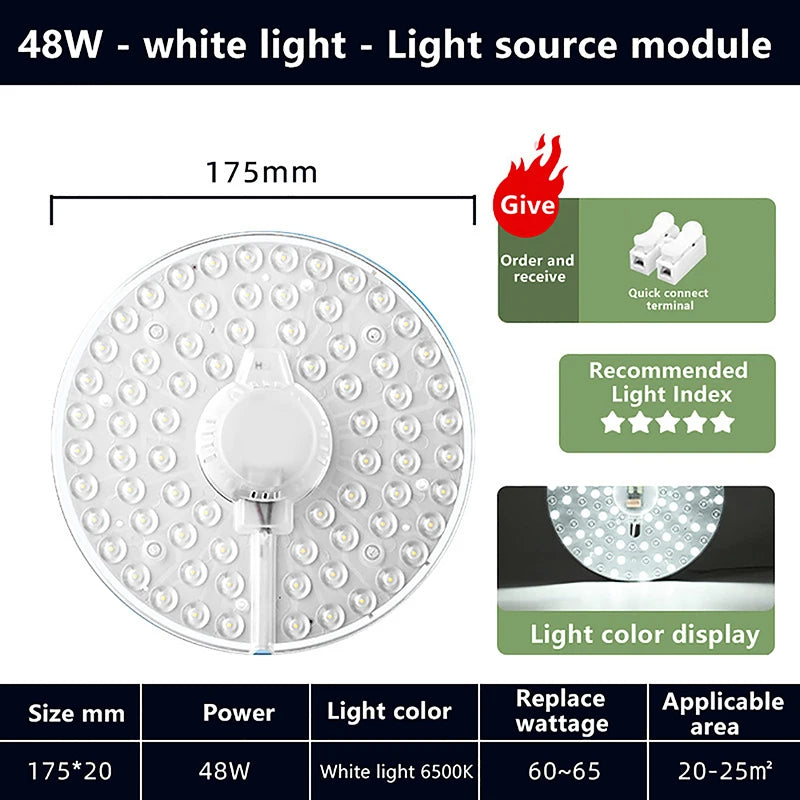Magnetic Suction LED Panel Circle Ring Light 12W 18W 24W 36W 48W 72W Qme 48W white light