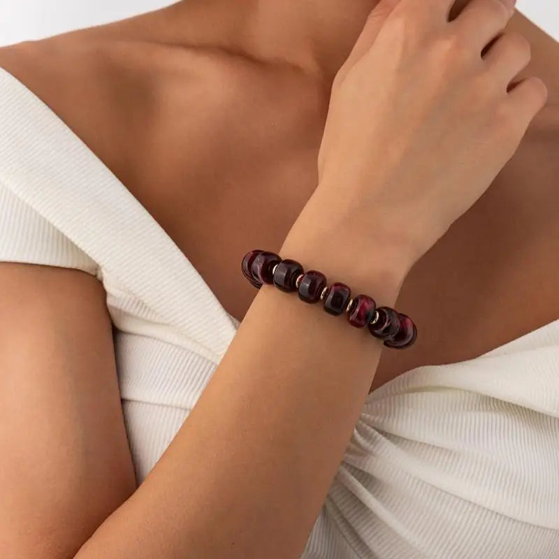 Y2K Colorful Smudging Resin Beads Chain Necklace For Women Trend Collares Vintage Clavicle Chain Party Jewelry Qme A27