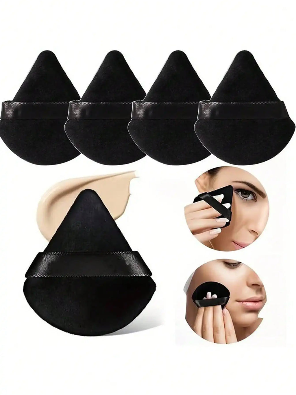 50 40 30 20 10 5 Triangular Velvet Puffs Reusable Face Eye Makeup Qme