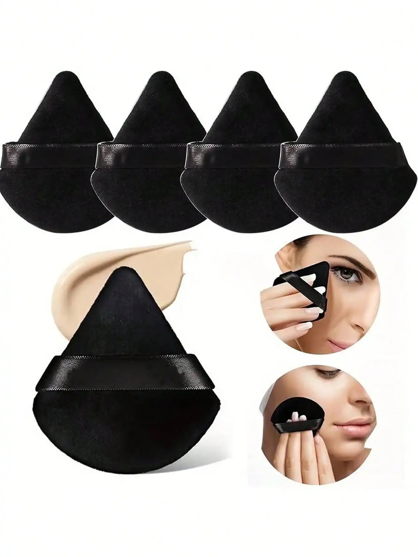 50 40 30 20 10 5 Triangular Velvet Puffs Reusable Face Eye Makeup Qme
