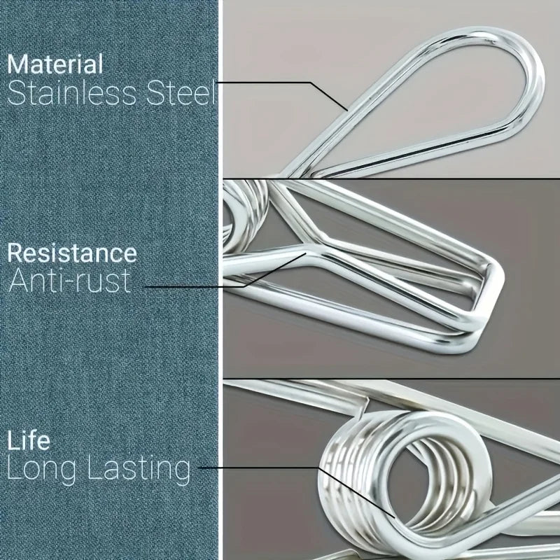Stainless Steel Small Clothes Clip, Durable Clothes Nail, Multifunctional Metal Wire, Practical Clip Suitable for Kitch Qme
