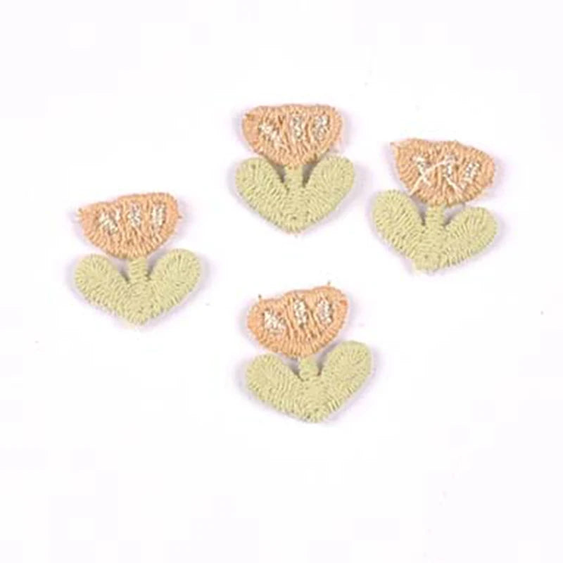 20pcs 16x17mm Assorted Color Tulip Embroidered Appliques,Sewing Decoration DIY Clothes Hair Accessories No Glue cp3854 Qme 16x17mm-2