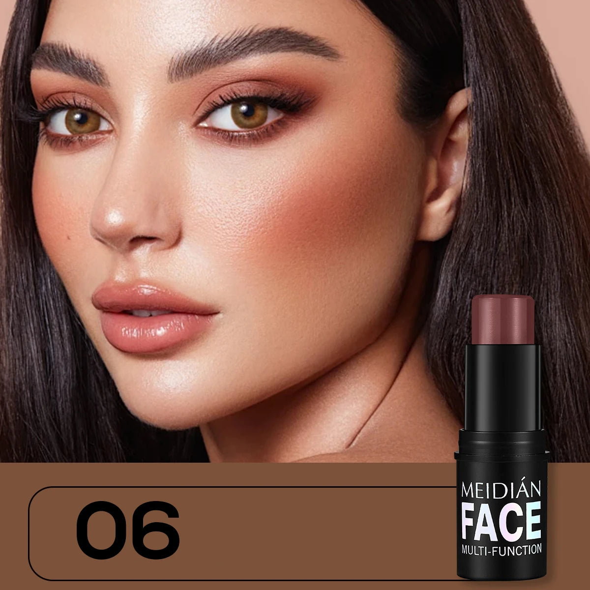 Six-color Blush Lip Cheek Dual-use Stick Makeup Contour Natural Nude Qme 06