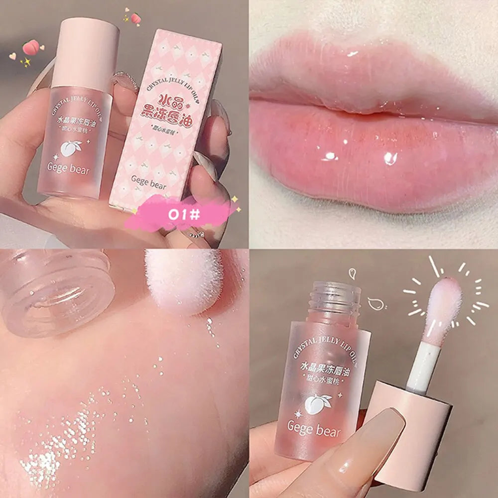 Gege Bear Crystal Jelly Fruit Lip Oil Peach Grape Avacado Hydrating Qme