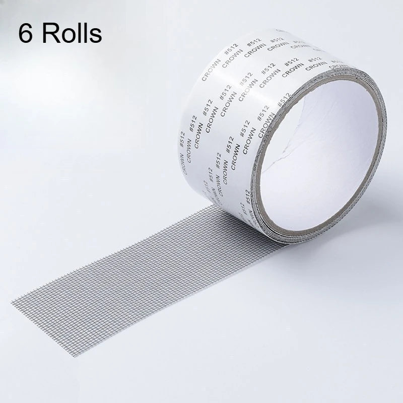 Window Screen Repair Tape,Waterproof Anti-Mosquito Screen Door Repair Sticker,Self-Adhesive Mesh Tape for Window Screen Hole Fix Qme 6 Rolls