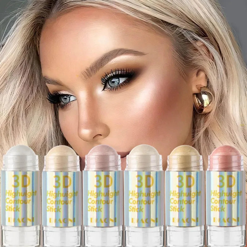 6 Colors 3D Face Brighten Highlighter Bar Cosmetic Contour Bronzer Qme