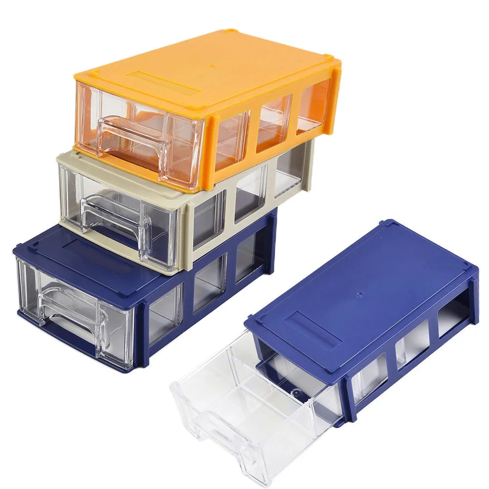 2 X Stackable Plastic Hardware Parts Storage Organizer With Clear Drawers For Screws Components Crafts Sewing Supplies Qme