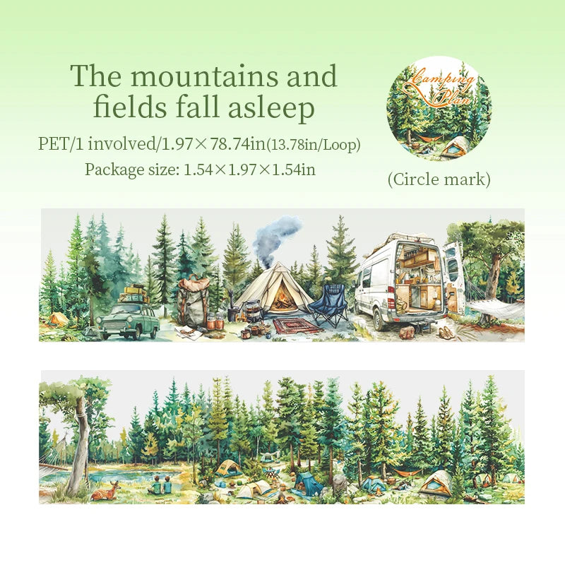 1 Roll Nature Camping Theme Scenic PET Tape for Scrapbooking DIY Collage Material Phone Case Notebook Decoration Qme 6