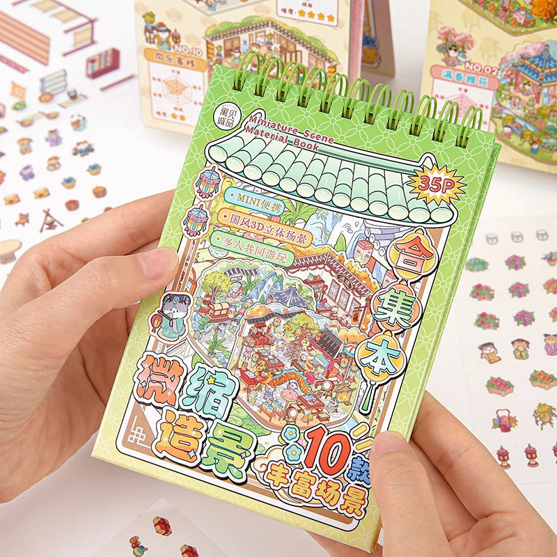 Chinoiserie Theme Landscape Sticker Books DIY Decoration Mountain Qme