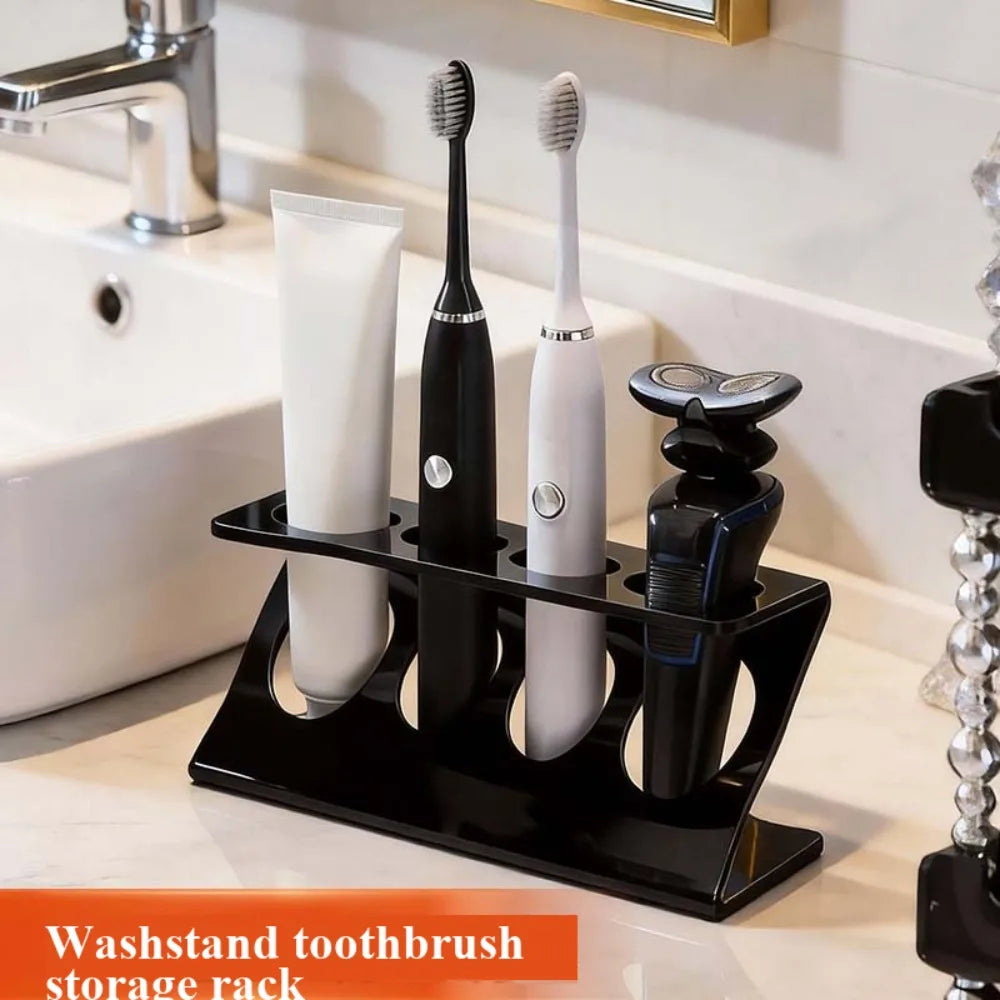 4 Slots Toothbrush Holder Counter Top Toothpaste Razor Storage Rack Bathroom Vanity Washstand Organizer Multi Function Accessory Qme