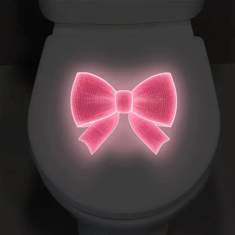 Glow-in-the-Dark Toilet Decoration Decals Luminous Toilet Seat Cover Sticker Pink Bowknot Design PVC Toilet Lid Wall Decoration Qme