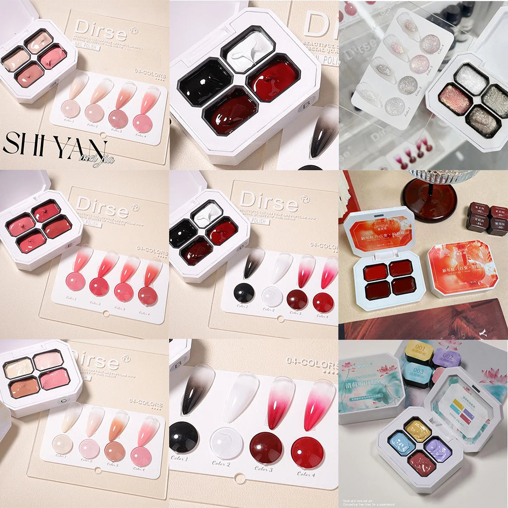 4 Grids Gel Nail Polish Gradient Semi-permanent Soakable UV LED Qme