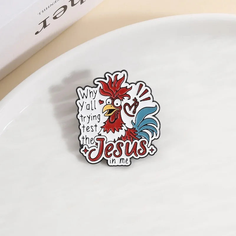 Cartoon Rooster Metal Enamel Pins Cute Animal Chicken Lapel Pin Fashion Badge Jewelry Gift for Backpack Clothes Hat Accessorie Qme