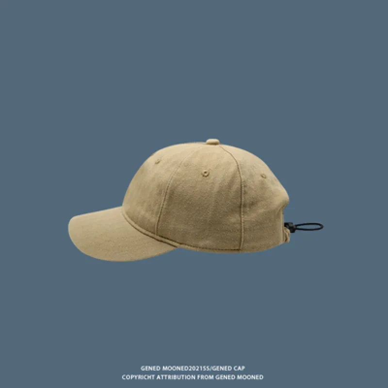Drawstring Short Brim Hat Trendy Versatile Soft Curved Cap Qme Khaki