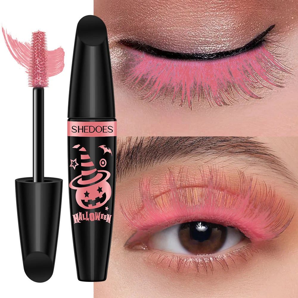 Halloween Eye Black Curly Thick Waterproof Sweat Proof Durable Qme Pink
