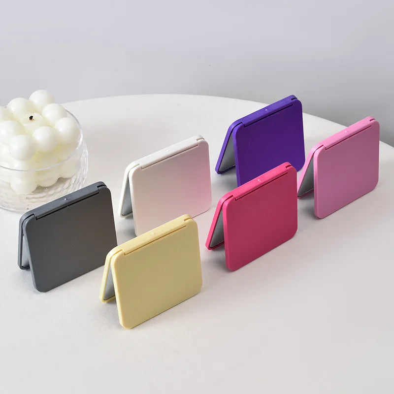 2-Face Makeup Mirror Square Portable Cute Girl's Hand Mini Pocket Qme
