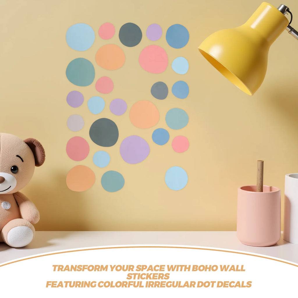 10Pcs Boho Colorful Irregular Dot Wall Decals Nursery Self Adhesive Removable Circle Stickers Playroom Bedroom Kids Room Decor Qme