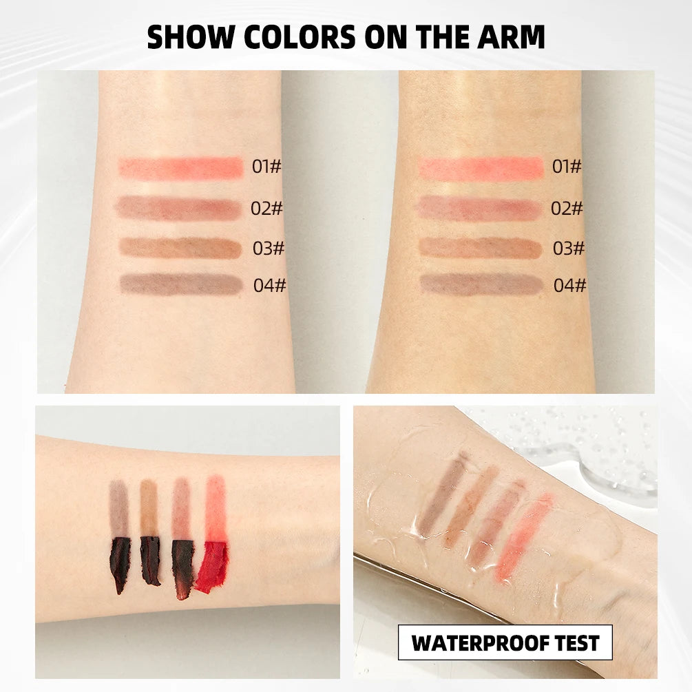 QIBEST Waterproof Lip Liner Peel Off Tattoo Lipgloss Lasting Matte Lip Tint Brown Contour Tear-off Lips Stain Makeup Lipliner Qme