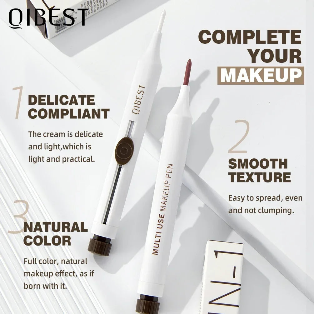 QIBEST 4-IN-1 Makeup Matte Eyeliner,Lip liner,Eyebrow pencil And Highlighter In 1 Stick Lasting New Design Multipurpose Cosmetic Qme
