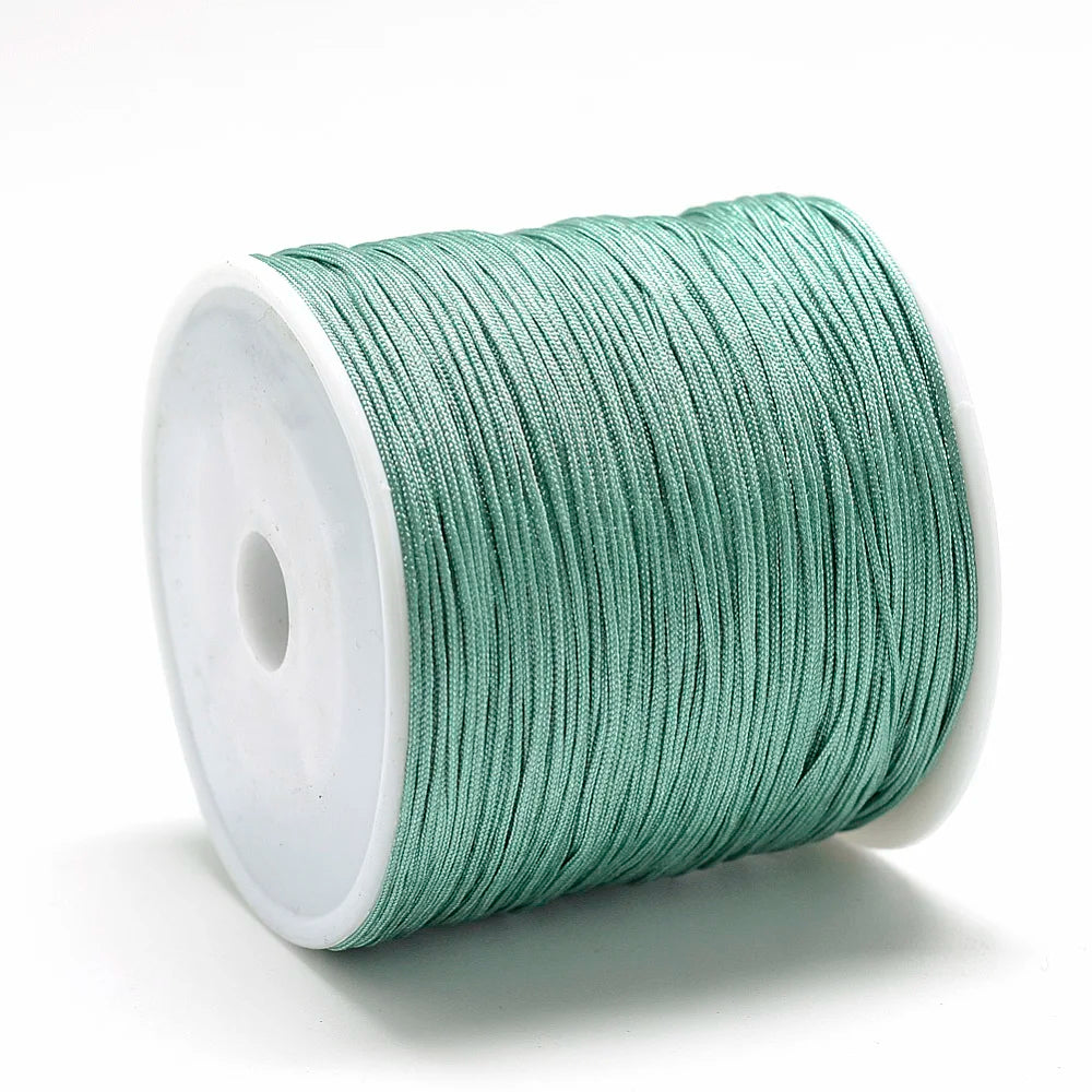 PandaHall 100m/Roll Nylon Thread Braided Chinese Knotting Cord for Jewelry Making, 0.8mm Hole String for DIY Bracelet Beading Qme Cadet Blue