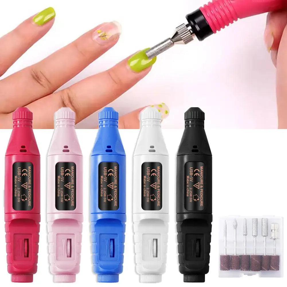 Nail Drill Electric File Acrylic Nails Remove Gel Rechargeable Qme