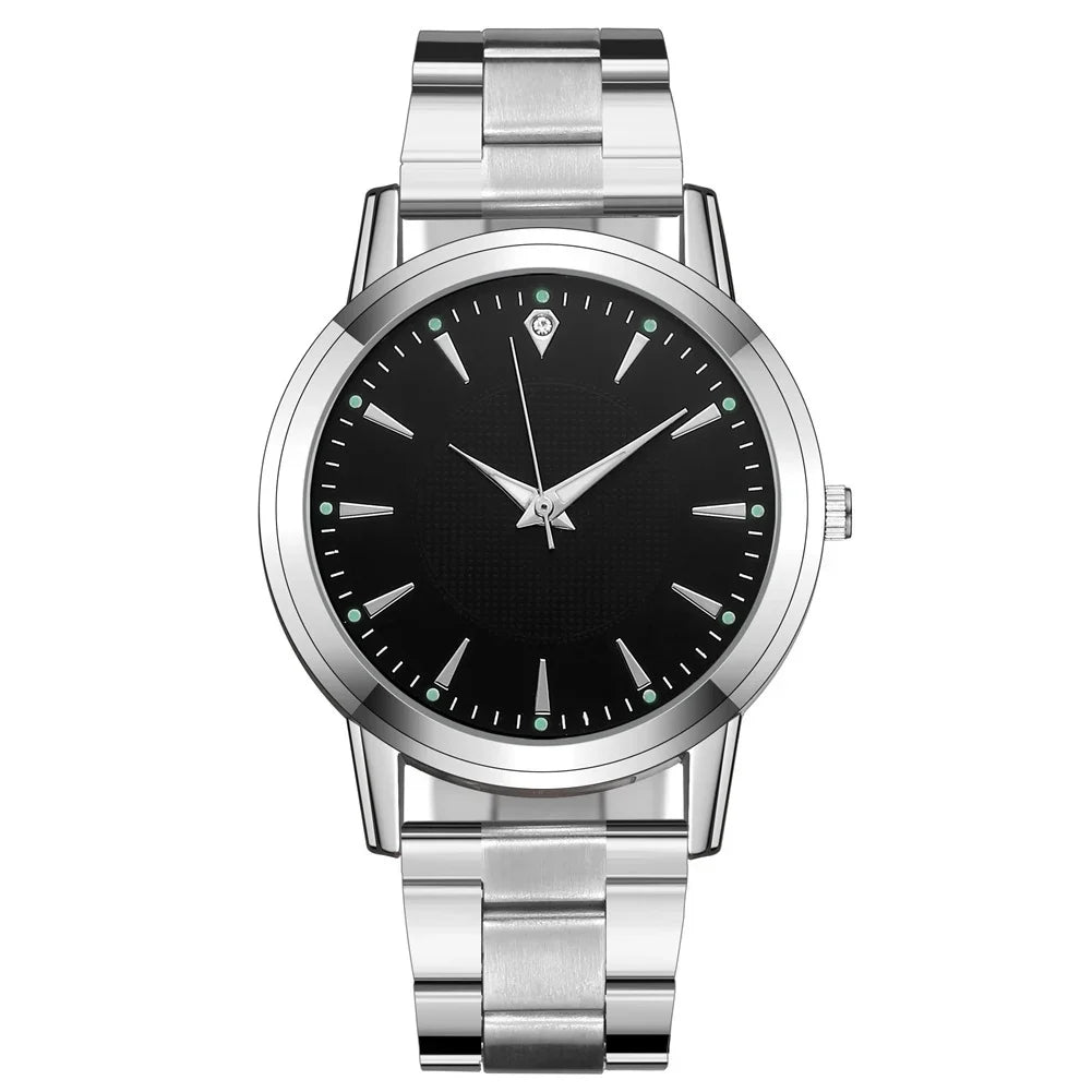 New couple watch with luminous steel strip for women, quartz watch for men and women, gift watch manufacturer Qme