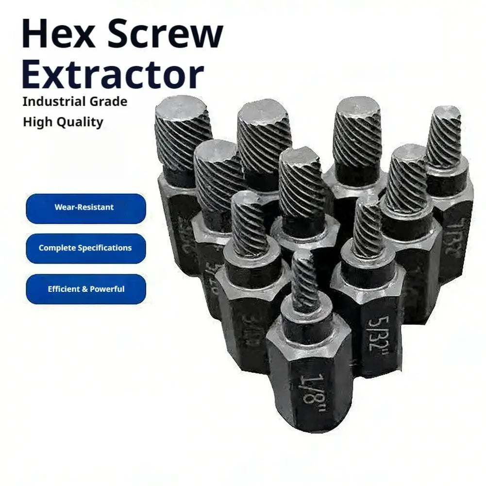 10pcs schroef extractor kit legeringsstaal beschadigde schroef verwijderer metaal gemakkelijk uit boorbutten gebroken bout stud Qme